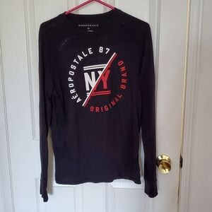 Aeropostale Black Long Sleeve with Red and White Graphic